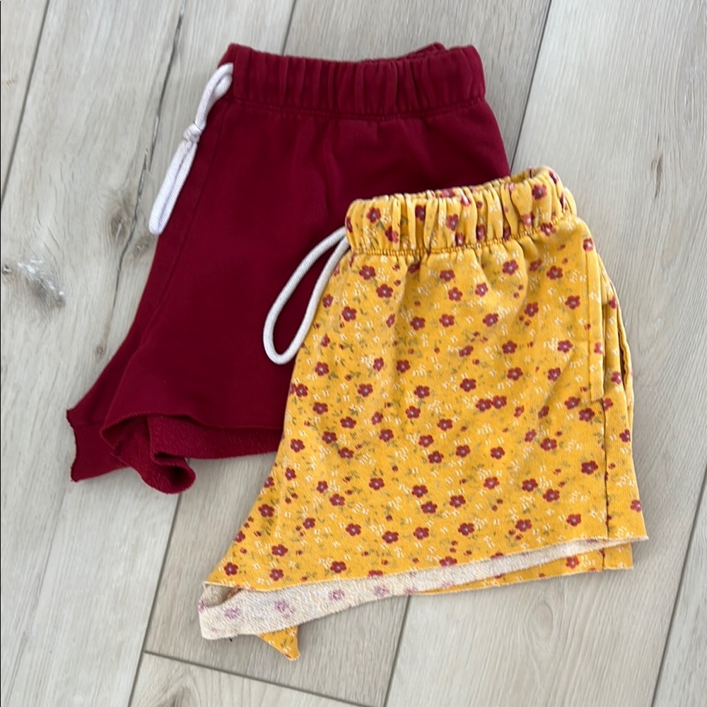 Colsie Red and Yellow Floral Athletic Shorts